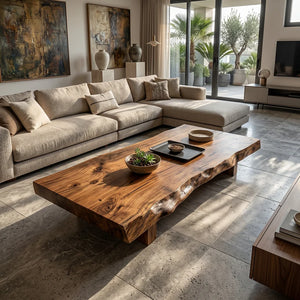 Live-Edge Solid-Wood Coffee Table for Japandi Living Rooms
