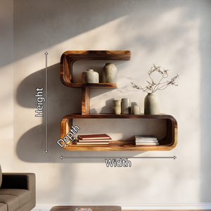 Modern Solid Wood Geometric Wall Shelf with Rounded Edges