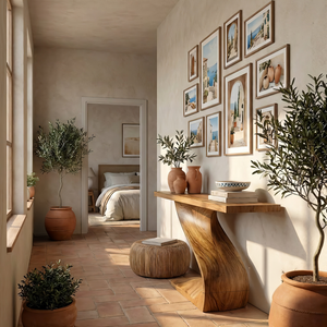 Sculpted Solid Wood Hallway Table for Organic Modern Interiors