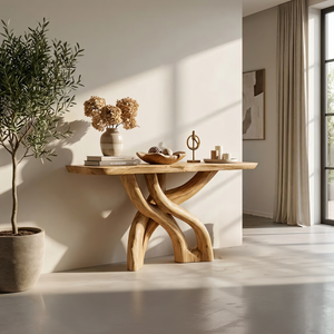 Intertwined Sculptural Solid Wood Console Table Organic Modern Design