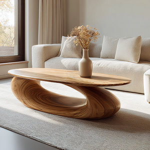 Organic Sculpted Wood Coffee Table Modern Art Base