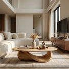 Organic Solid Wood Coffee Table Sculpted Loop Base