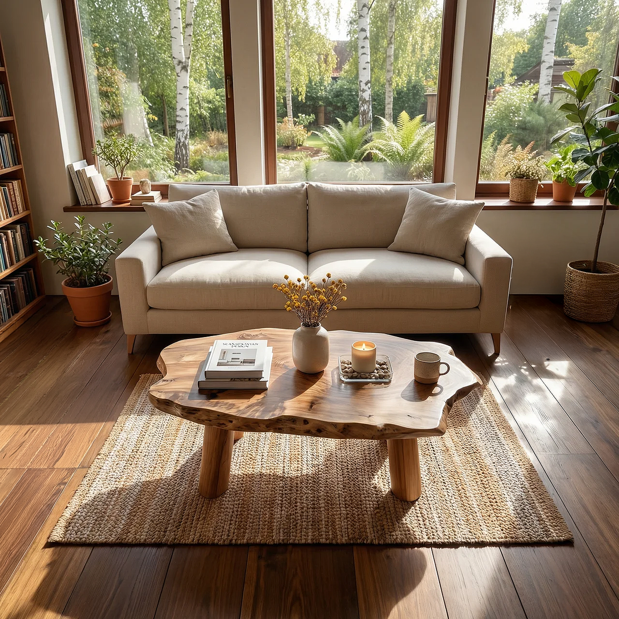Natural Live Edge Wood Coffee Table Rustic Modern
