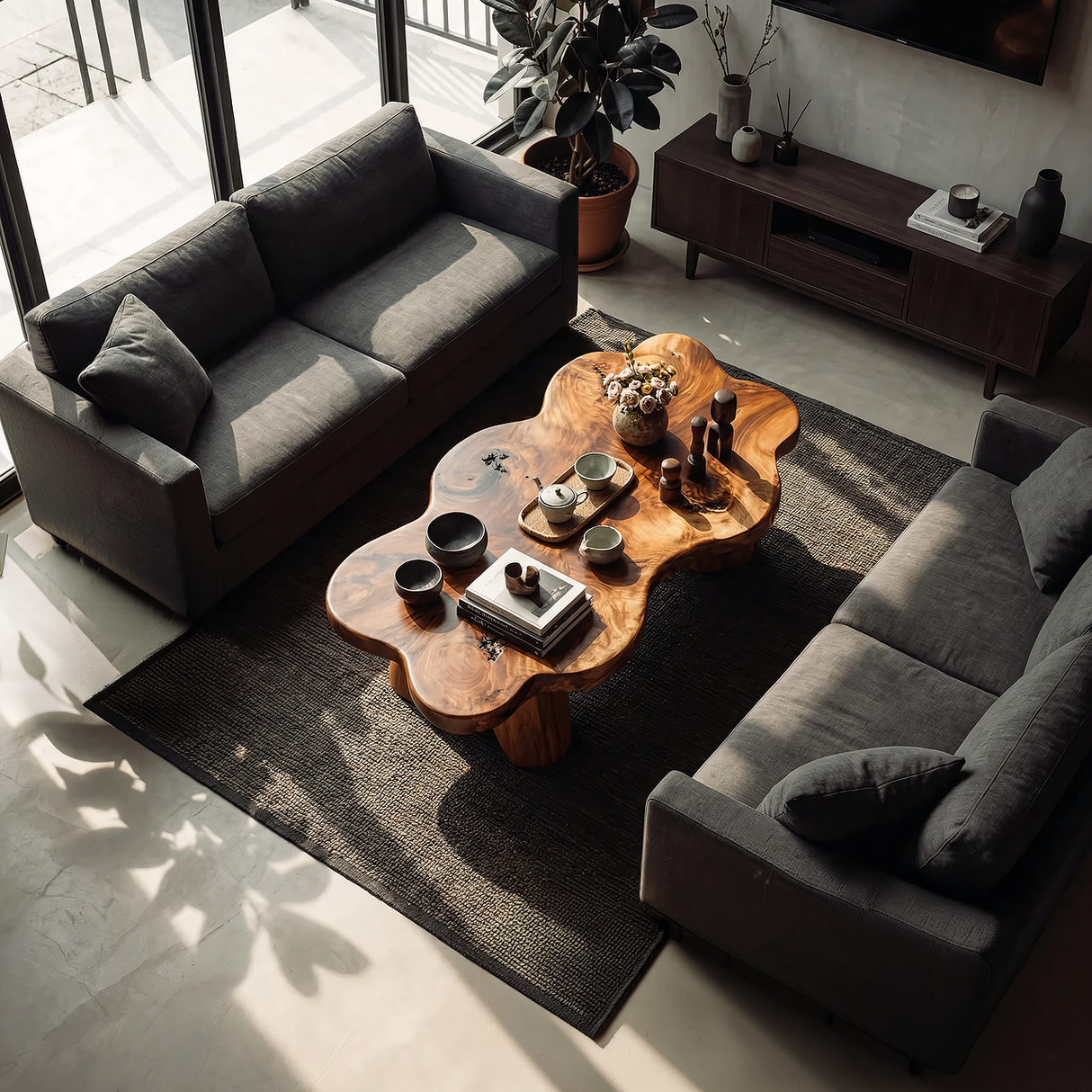 Organic Live Edge Wood Coffee Table Tropical Modern