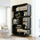 Organic Solid Wood Bookshelf with Stacked Rounded Compartments
