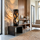 Radiant Sunbeam Wood Table Lamp with Organic Cutouts