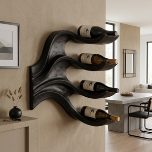 Organic Wave Solid Wood Wall Wine Rack