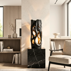 Moonlit Cutout Wood Floor Lamp with Warm Glow