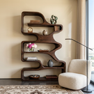 Organic Solid Wood Bookshelf with Flowing Open Shelves