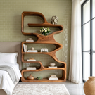 Organic Solid Wood Bookshelf with Flowing Open Shelves