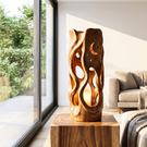 Moonlit Cutout Wood Floor Lamp with Warm Glow