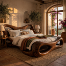 Handcrafted Solid Wood Organic Bed Frame with Sculptural Hollow Form Design