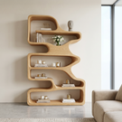Organic Solid Wood Bookshelf with Flowing Open Shelves