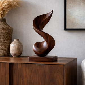 Abstract Twisted Wood Sculpture Modern Organic Tabletop Decor