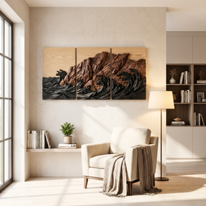 Storm Coast Triptych Wood Wall Sculpture