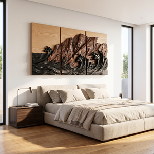 Storm Coast Triptych Wood Wall Sculpture