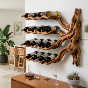 Tree Branch Solid Wood Wall Wine Rack