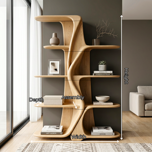 Organic Solid Wood Kitchen Display Shelf with Flowing Center Support