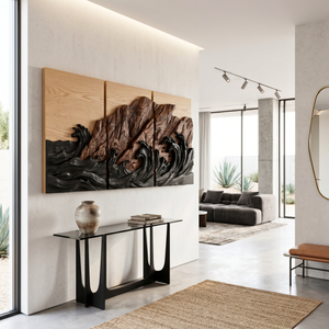 Storm Coast Triptych Wood Wall Sculpture