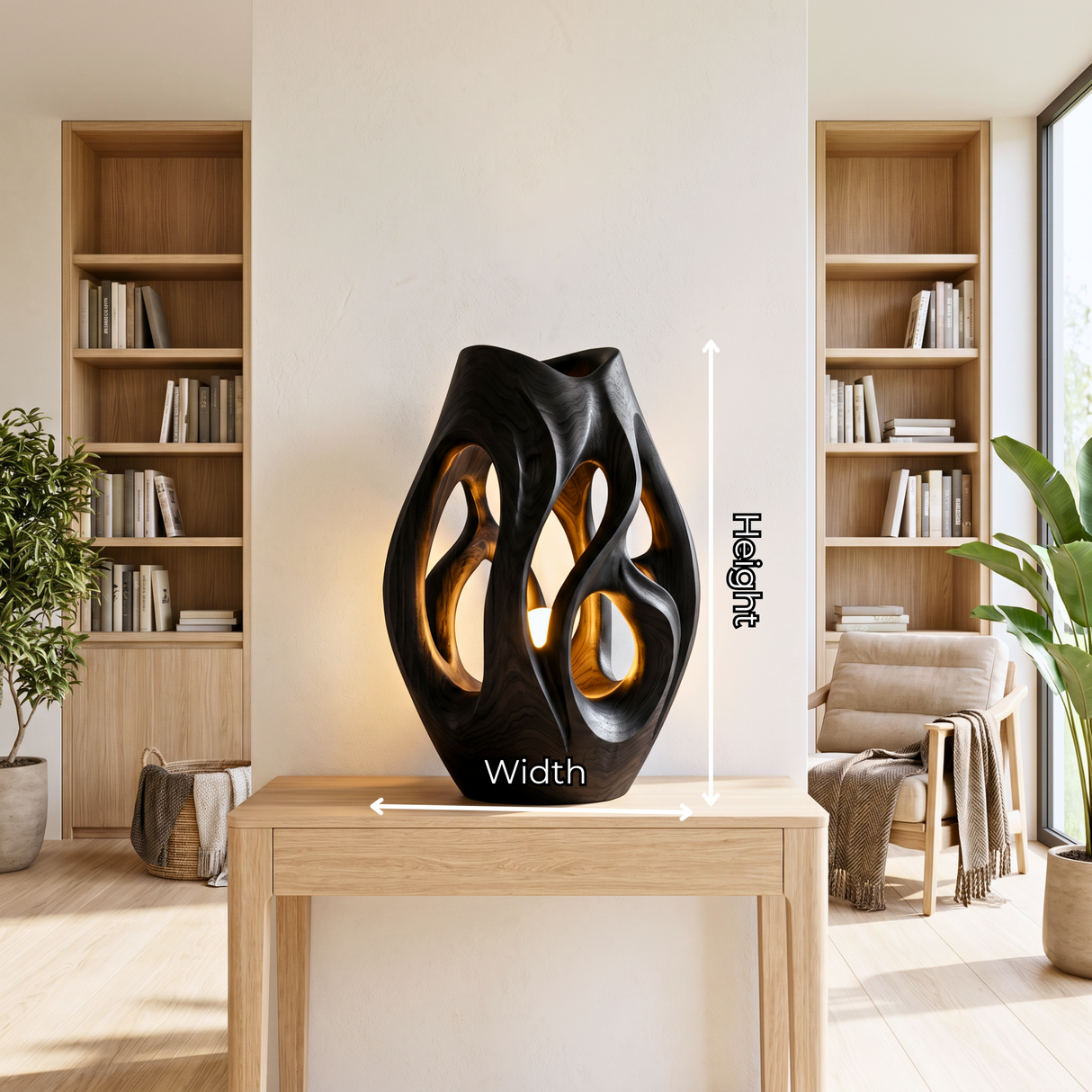 Hollow Flow Wood Table Lamp with Warm Inner Glow