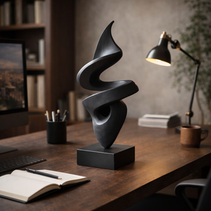 Abstract Spiral Wood Sculpture Modern Minimalist Handmade Art Decor