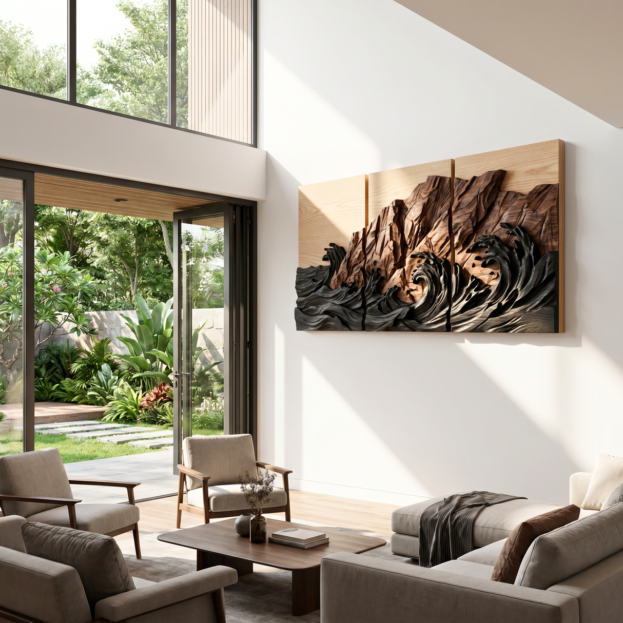 Storm Coast Triptych Wood Wall Sculpture