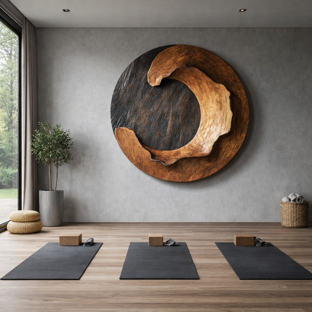 Modern Organic Solid Wood Wall Sculpture for Living Room Spaces
