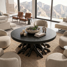 Round Solid Wood Coffee Table with Sculptural Root Base