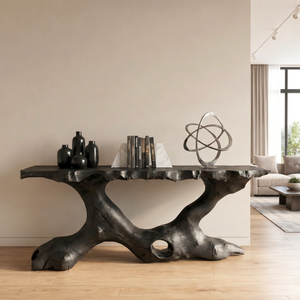 Console Table Solid Wood with Organic Tree Root Base for Entryway Decor