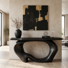 Console Table Solid Wood with Organic Hollow Loop Base for Entryway Decor
