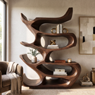 Bookshelf Solid Wood with Sculptural Organic Loop Shelves