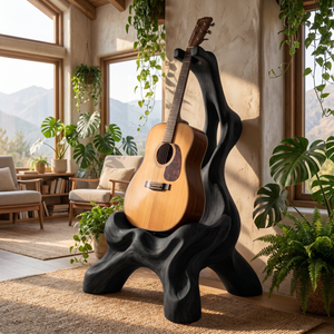 Organic Sculptural Guitar Stand Handmade Wooden Guitar Holder