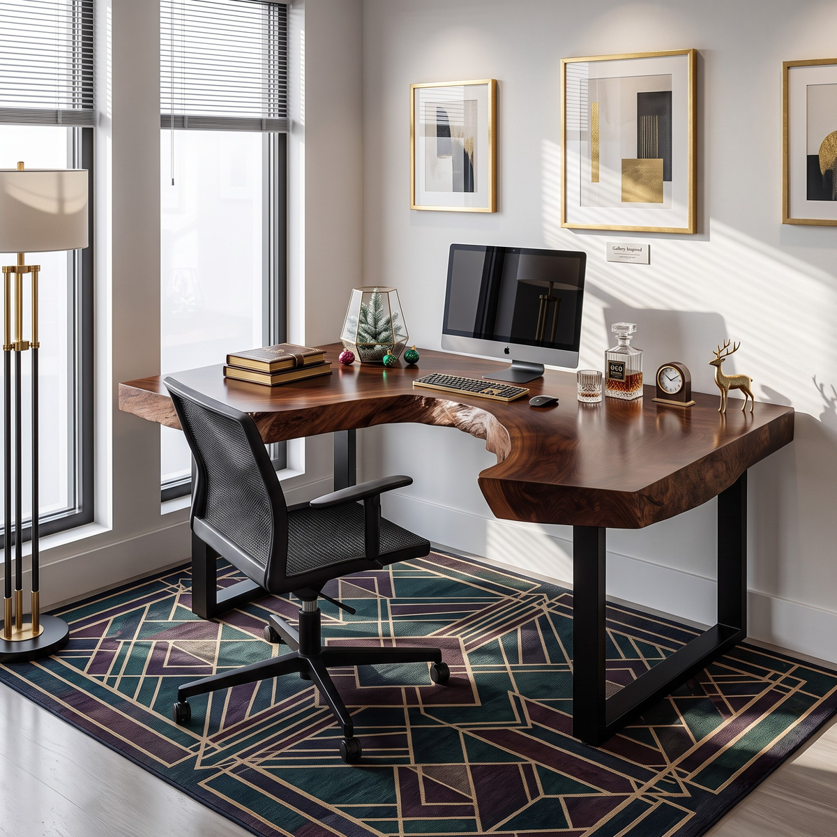Sculpted Live Edge Solid Wood Desk For Home Office