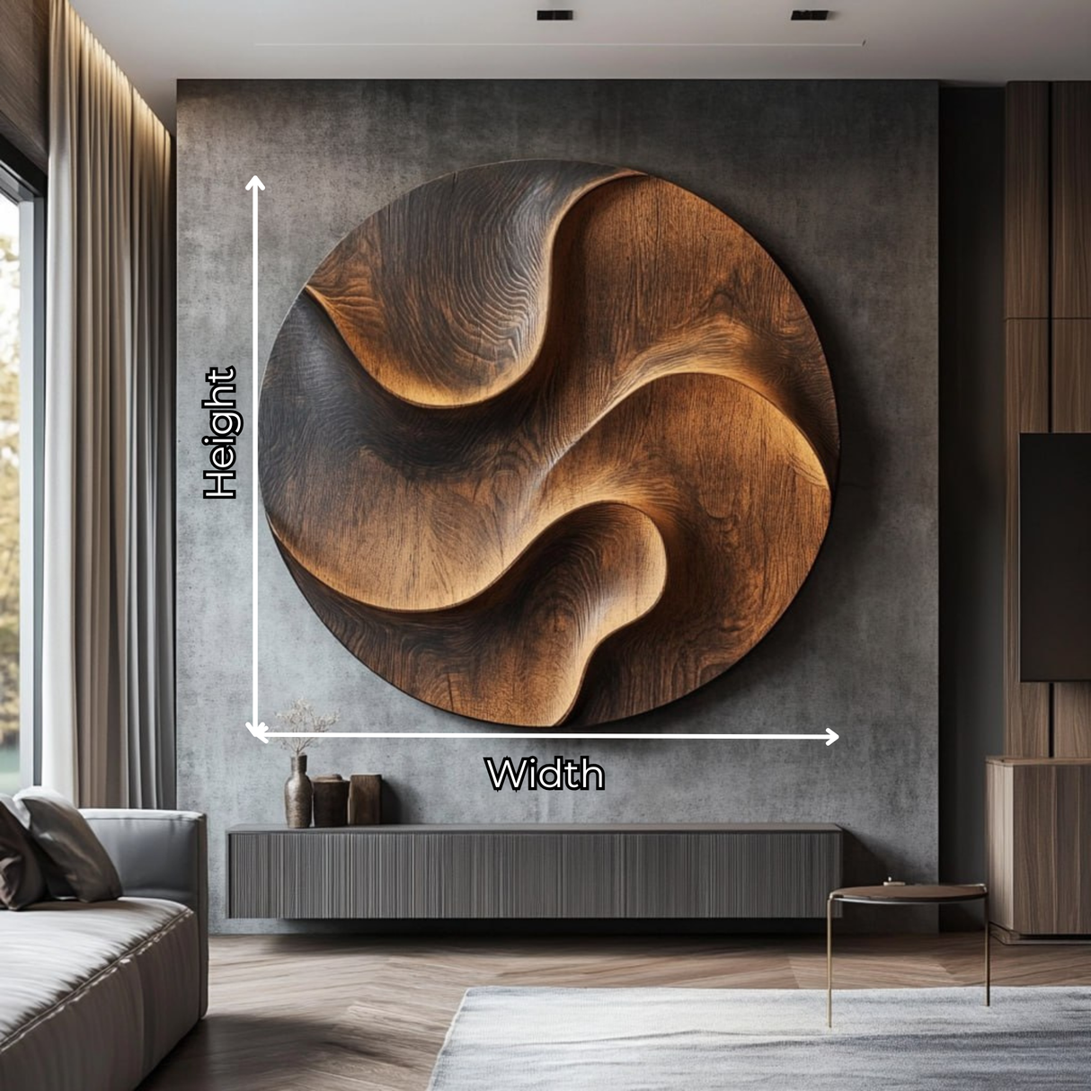 Handcrafted Oval Wood Wall Sculpture with Flowing Carved Relief and Organic Grain Movement