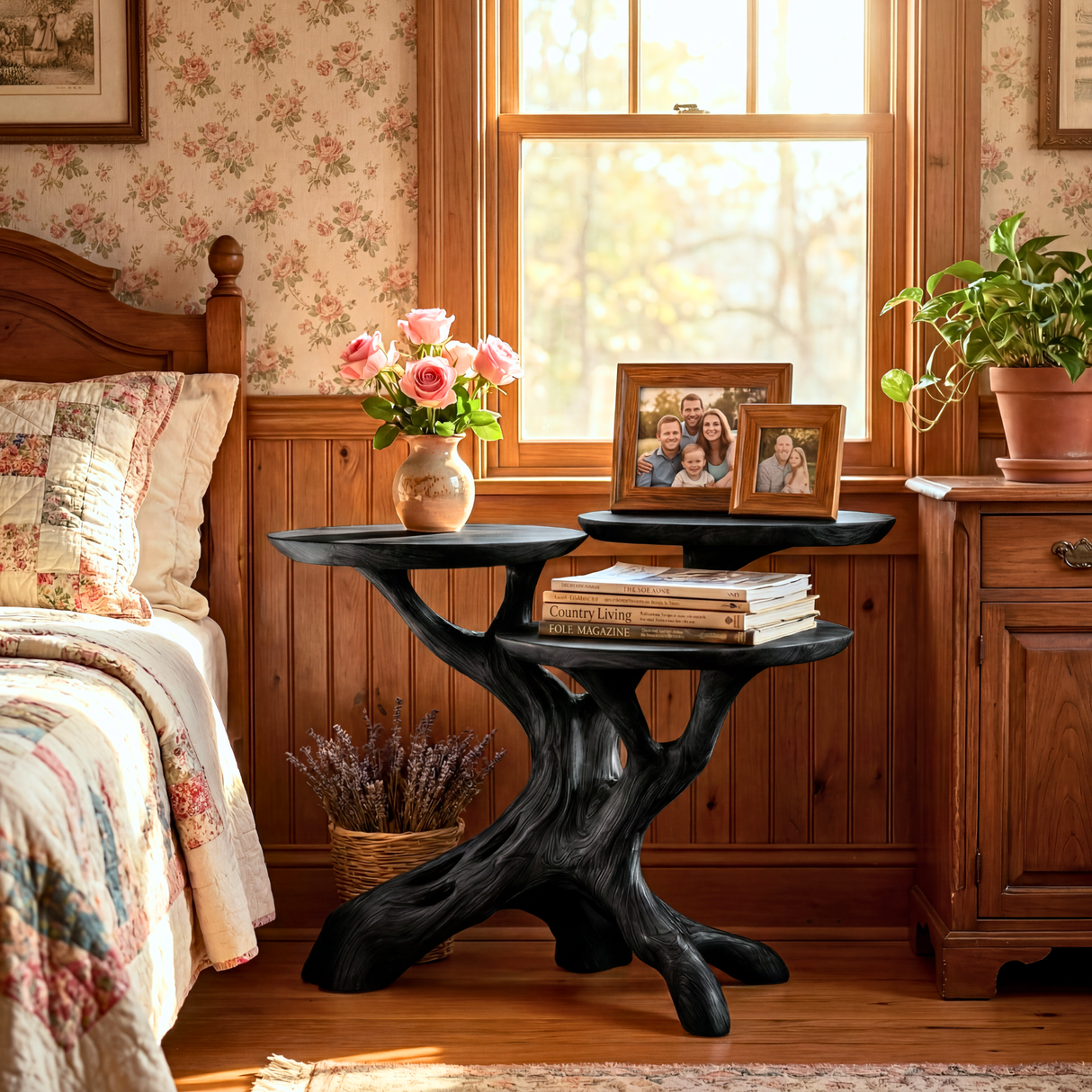 Tree Root Bathroom Shelf Handmade Wooden Spa Organizer