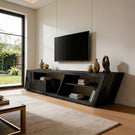 Angled Solid Wood Media Console in Organic Modern Style