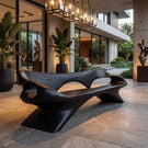 Organic Sculptural Solid Wood Bench Handcrafted Modern Art Bench