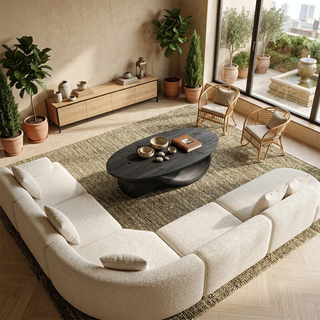 Organic Solid Wood Coffee Table Sculpted Loop Base