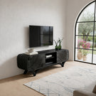 Sculptural Solid Wood TV Stand with Organic Wave Carving