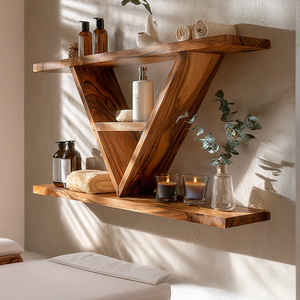Geometric V-Shape Floating Wood Wall Shelf