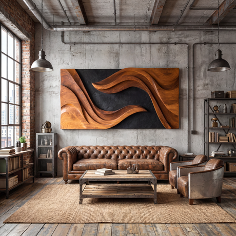 Sculpted Horizon Wooden Wall Art Panel Modern Organic Abstract Sculpture