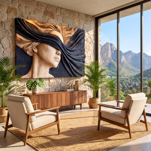 Ethereal Flow Wooden Relief Portrait Sculpture Wall Art