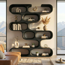 Handcrafted Solid Wood Organic Bookcase with Curved Open Display Shelves