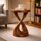 Solid Wood Sculpted Side Table Modern Organic Accent Furniture