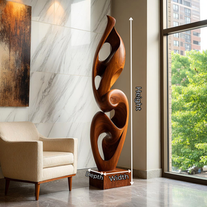 Handcrafted Solid Wood Ascending Spiral Floor Sculpture with Open Carved Form