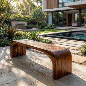 Organic Modern Solid Wood Waterfall Bench for Minimalist Interiors