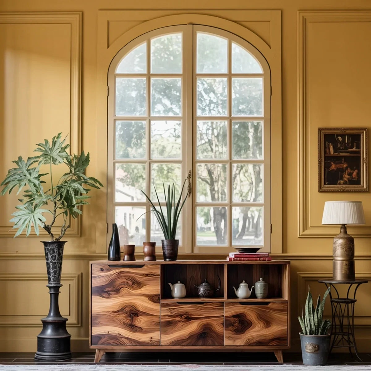 Solid Wood Storage Sideboard with Sculptural Grain for Modern Interiors