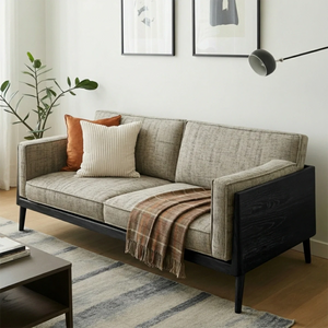 Modern Scandinavian Wood Frame Sofa Minimalist Upholstered Living Room Couch