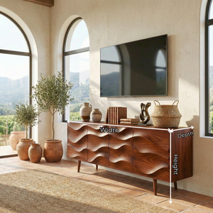 Sculptural Solid Wood TV Cabinet for Modern Interiors
