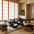 Handcrafted Solid Wood Coffee Table with Interwoven Sculptural Base and Rounded Top
